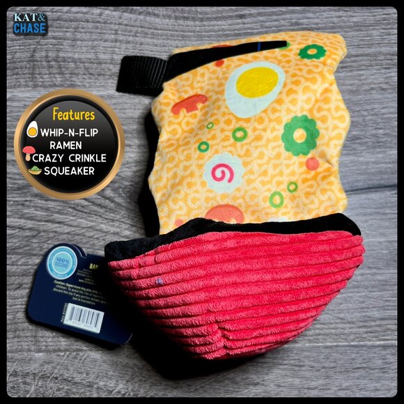 Bark Box Plush Ramen Themed Ramen Ren Dog Toy Crinkle & Squeaker L NWT - Picture 4 of 13